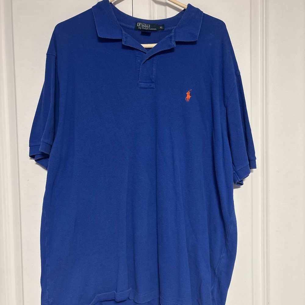 Ralph Lauren Men's Polo Shirt in Blue with Orange Logo